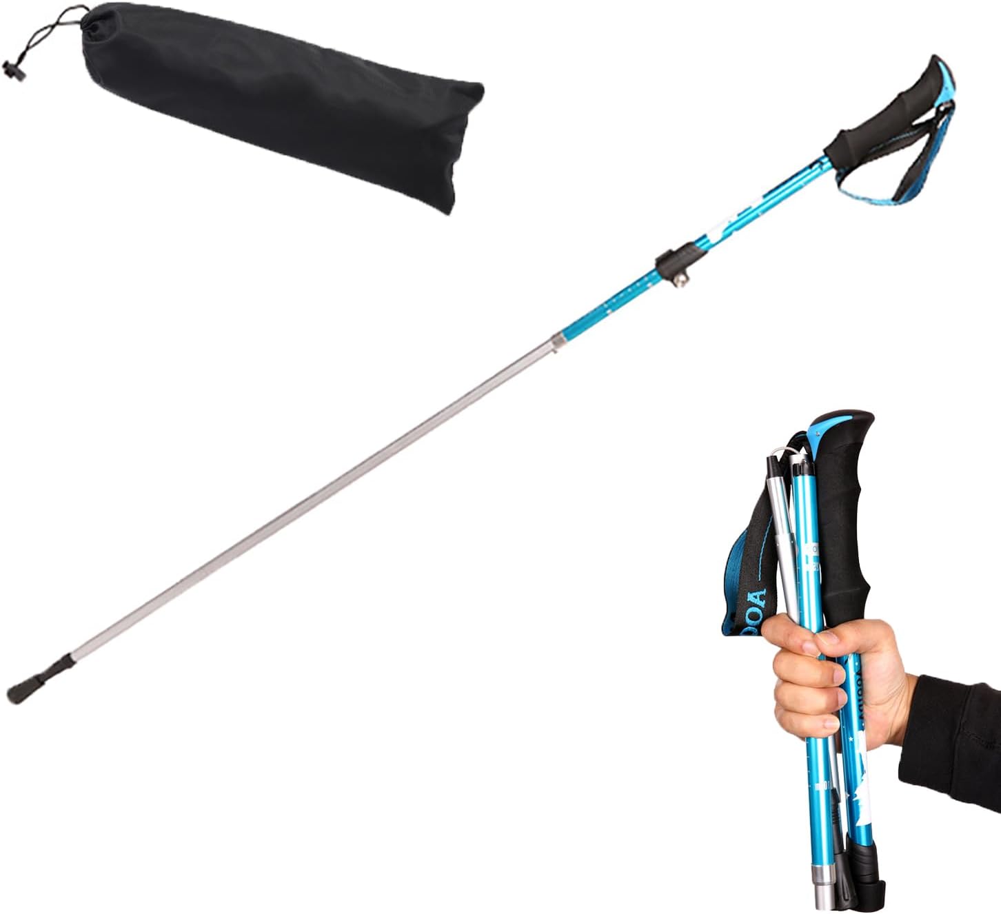 Ultra Light Trekking Hiking Poles Aluminum Alloy Collapsible Outdoor Walking Sticks, Alpenstock for Hiking, Camping, Mountaining, Backpacking